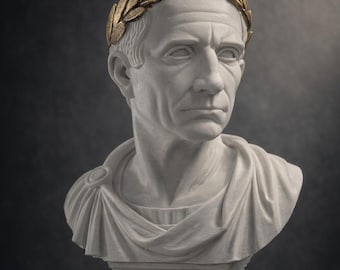 Julius Caesar Bust: White & Gold Roman Statue - Classic Home Decor