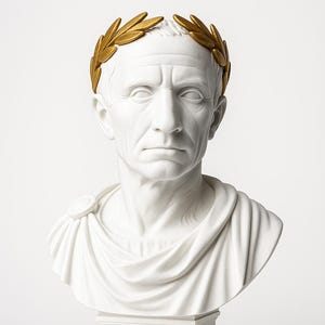 Julius Caesar Bust: White & Gold Roman Statue - Classic Home Decor