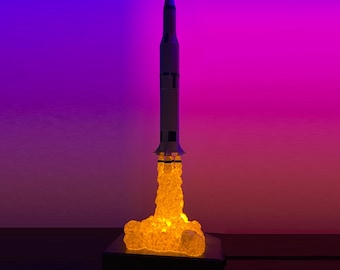 Handmade Saturn V Rocket Lamp: Decorative Night Light