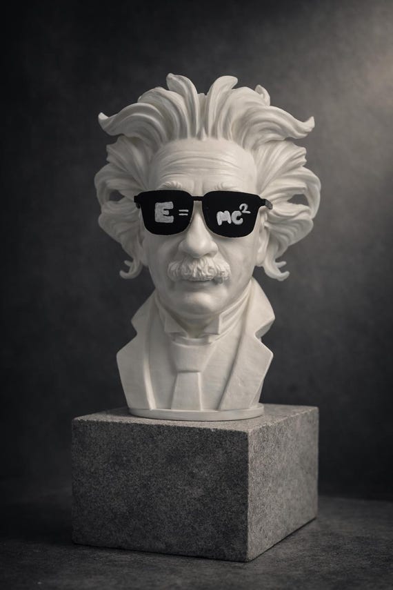 Albert Einstein Decorative Bust E=mc2 Modern Einstein Sculpture with Sunglasses 10 inch