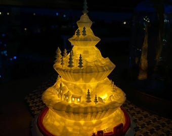 Christmas Tree Village Tealight Candle Holder: Winter House Decor