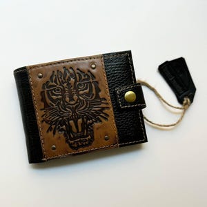 Cartera de cuero Tiger para hombre, minimalista, fina, para tarjetas de visita, pequeña, mini, regalo para el día del padre.