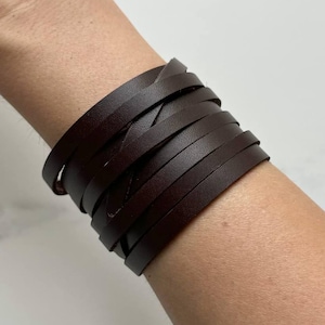 Mens minimalist leather bracelet Handmade braided bracelet men Cuff bracelet for men Mens leather jewelry Birthday gift for him