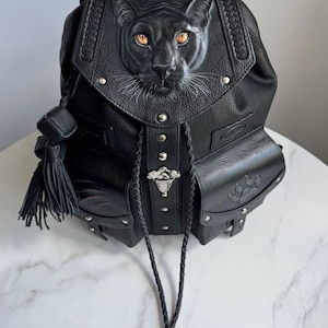 black leather black panther backpack Black Panther Backpack