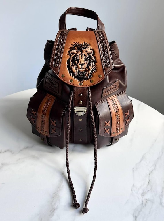 Lion Womens Leather Backpack Leather Backpack Purse Women Leather Backpacks  for Women Travel Backpack Leather Bag Women Birthday Gifts - Etsy Israel