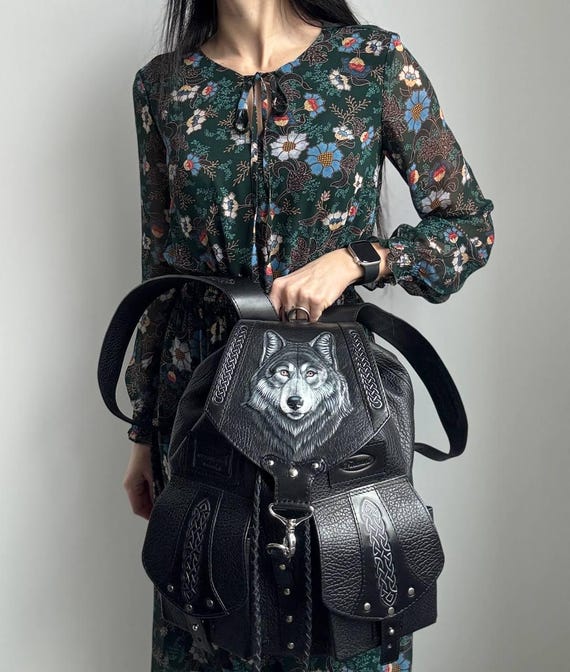 Wolf Women\'s Backpack Amazon.com: Fantasy Wolf Mini Backpack for Women Animal  main image 2