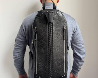 Zwart leren rugzak portemonnee leren heren rugzak leren rugzakken voor mannen reisrugzak leren tas mannen kerstcadeaus voor hem