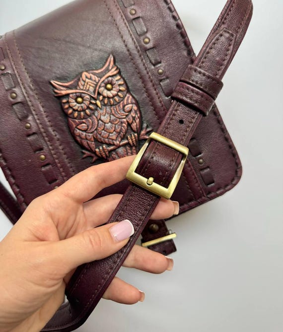 Eule bunte Ledertasche für Frauen Kleine Leder Crossbody Taschen