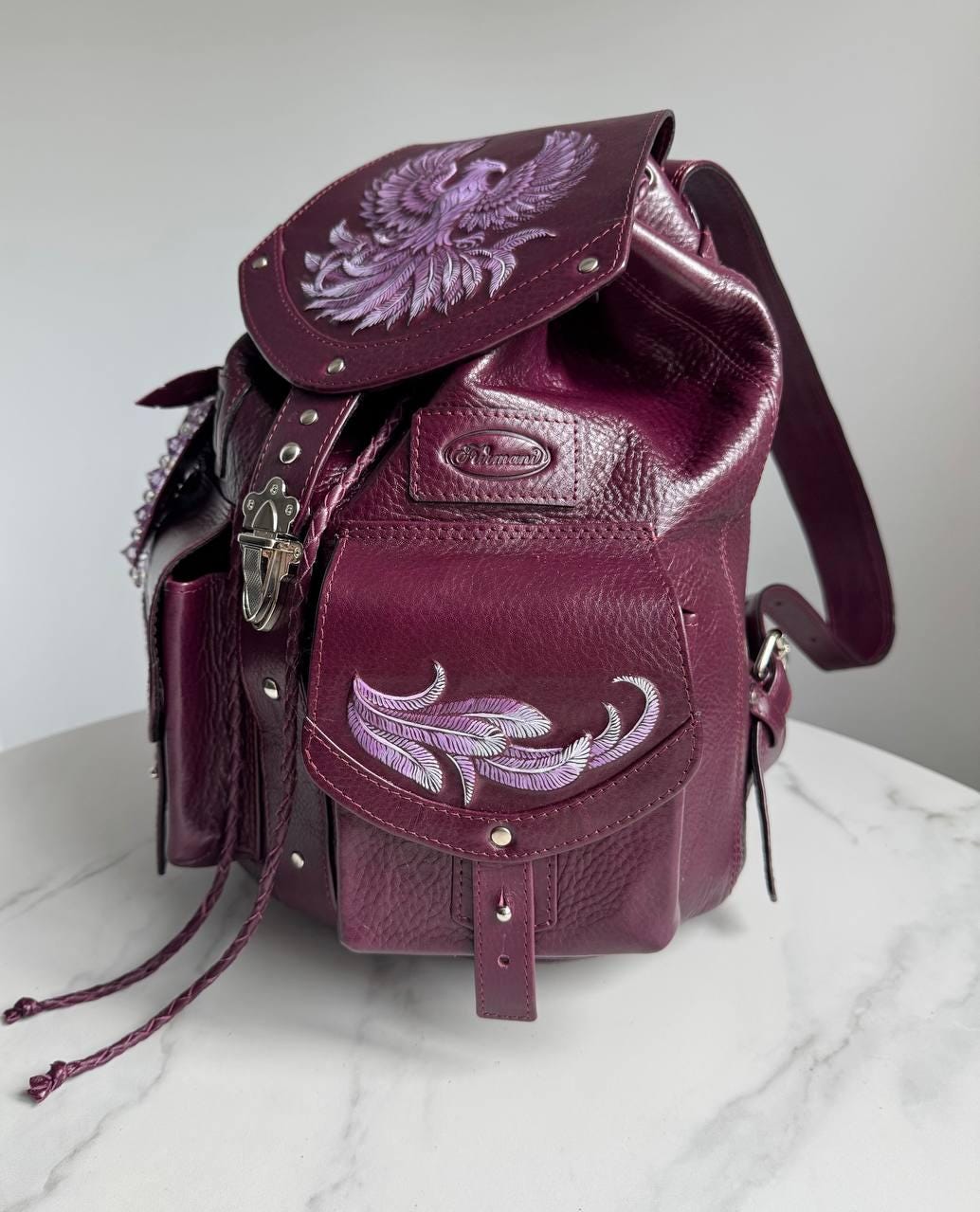 Phoenix Womens Leather Backpack Purple Leather Backpack Purse Women ...