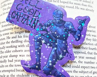 Sticker holographique chevalier blessé : art médiéval amusant