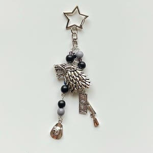 Cute Star Keychain with Gothic Western Cowboy Theme, Wolf Charm, Personalized and Handmade Old West Outlaw Bag Accessory