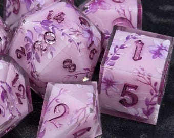 Flower Springtime Handmade Resin Dice Set for DnD – Fantasy Dice