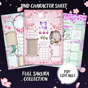 Sakura Cherry Blossom DnD 5E Character Sheet: Printable RPG PDF (Digital Download)