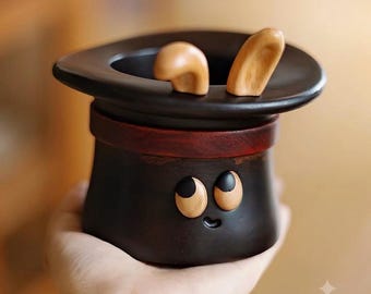 Handmade Wooden Wizard Hat Pencil Holder, Cute Desk Organizer, Solid Wood Pen Cup, Office Desk Decor, Magic Hat Stationery Holder