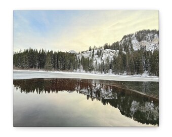 Silver Lake Winter Landscape Photography: Utah Mountain Scene Matte Canvas