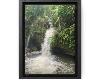 El Yunque Waterfall Canvas Print, Puerto Rico Nature Photography, Vertical Frame