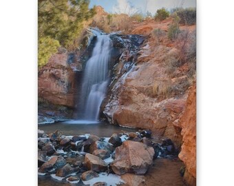 Faux Falls Moab Utah Winter Canvas Print: Mountain Landscape Wall Art