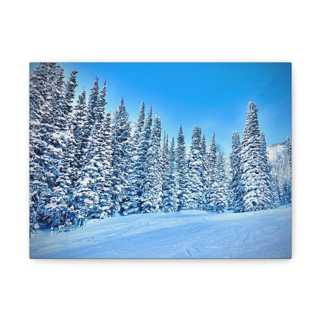 Snowy Mountain Pine Trees Canvas Print: Rustic Winter Landscape - Etsy