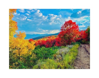 Fall Leaves Canvas Print: Autumn Mountain Landscape Wall Art