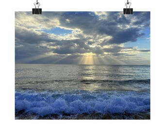 Puerto Rico Beach Sunset Poster: Coastal Ocean View Art