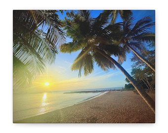 Crash Boat Beach Sunset Canvas Print: Puerto Rico Coastal Decor