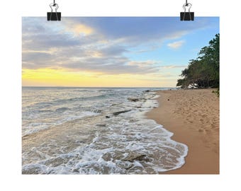 Puerto Rico Beach Sunset Poster: Coastal Ocean Photography Print