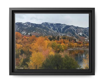 Fall Colors in Little Cottonwood Canyon, Utah Autumn Landscape Photography Matte Canvas, Framed (Multi-color)
