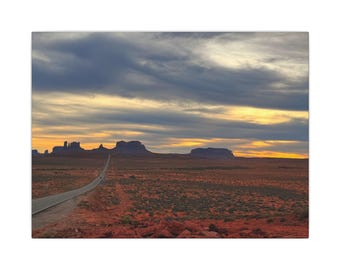 Canvas Print, Monument Valley at Sunset Wall Art Decor, Southwestern Landscape Photography, Desert Scenery Home Decoration, Nature Inspired