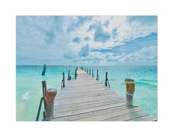 Isla Mujeres Beach Canvas Print: Tropical Ocean Seascape Wall Art