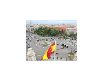 Plakat z widokiem na Madryt w Hiszpanii: dekoracja do wnętrz i na zewnątrz