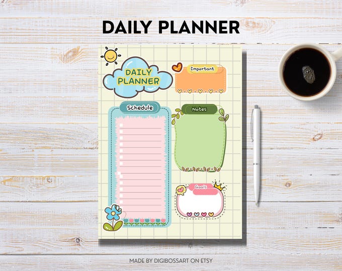 Printable and Digital Cute Kawaii Daily Planner/bujo Layout to Organize ...