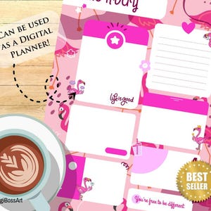 Fancy Flamingo Digitaler Planer: Undatierter Tagesplaner (PDF)