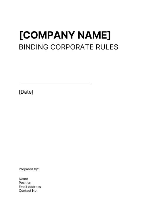 Bind Rules Binding Corporate Rules Template - Etsy