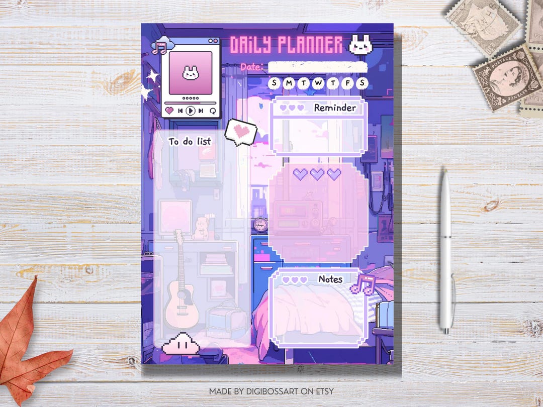 Pixel Art Daily Planner | Undated, Printable (PDF Download) - Etsy