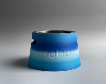 Personalized Elevated Dog Bowl Holder: Healthy Back, Custom Name, 330 and 900ml Metal Bowl