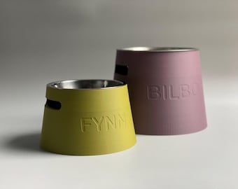 Personalized Elevated Dog Bowl Holder:Healthy Back, Custom Name, 330 and 900ml Metal Bowl