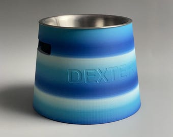 Personalized Elevated Dog Bowl Holder: Healthy Back, Custom Name, 330 and 900ml Metal Bowl