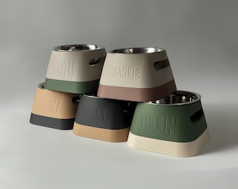 Personalized Elevated Dog Bowl Healthy Back, One 330ml Metal Bowl