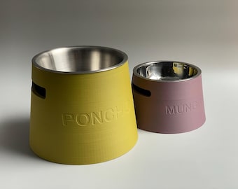 Personalized Elevated Dog Bowl Holder: Healthy Posture, 330 and 900ml Metal Bowl Included