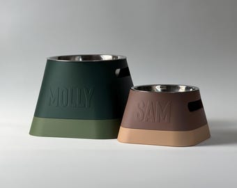 Personalized Elevated Dog Bowl Healthy Back, 330ml or 900ml Metal Bowl