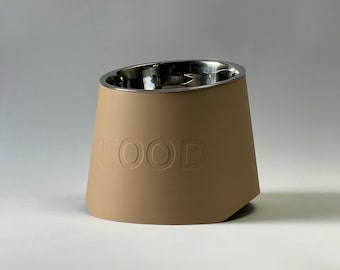Tilted Personalized Elevated Dog Bowl Holder: Healthy Back, Custom Name, 330&900ml Metal Bowl