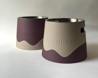 Personalized Elevated Dog Bowl Holder: Healthy Back, Custom Name, 330 and 900ml Metal Bowl