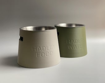 Personalized Elevated Dog Bowl Holder: Healthy Posture, 330 and 900ml Metal Bowl Included