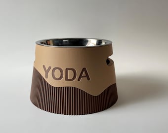 Personalized Elevated Dog Bowl Holder: Healthy Back, Custom Name, 330 and 900ml Metal Bowl