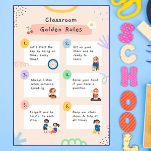 Golden Classroom Rules,Classroom Decor,Class Expectations,Classroom Posters, School Rules, Teacher Rules,Notice To Students, Bulletin Boards