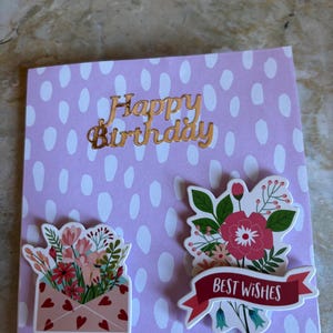 Floral Birthday Card: Blank Inside, 4x4 Inch, Wishes Sentiment