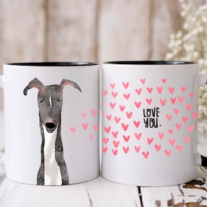 Tazza personalizzata per cani Greyhound, regalo Whippet, San Valentino, festa della mamma, regalo per amanti dei cani, regalo per la mamma, Greyhound italiano, mamma di cani, festa del papà