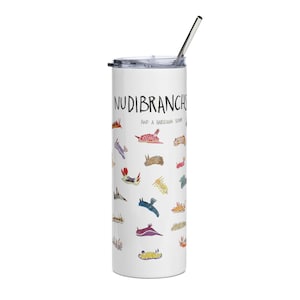 Taza de viaje con diseño de nudibranquio, vaso térmico para buceadores, botella de agua con forma de camarón arlequín y nudibranquio