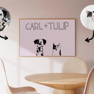 Fun Pet Portrait, Modern Pet Art, Custom Pet Portrait, Trendy Dog Art, Personalized Cat Art Print, Simple Pet Art, Funny Dog Portrait