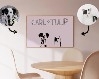 Fun Pet Portrait, Modern Pet Art, Custom Pet Portrait, Trendy Dog Art, Personalized Cat Art Print, Simple Pet Art, Funny Dog Portrait